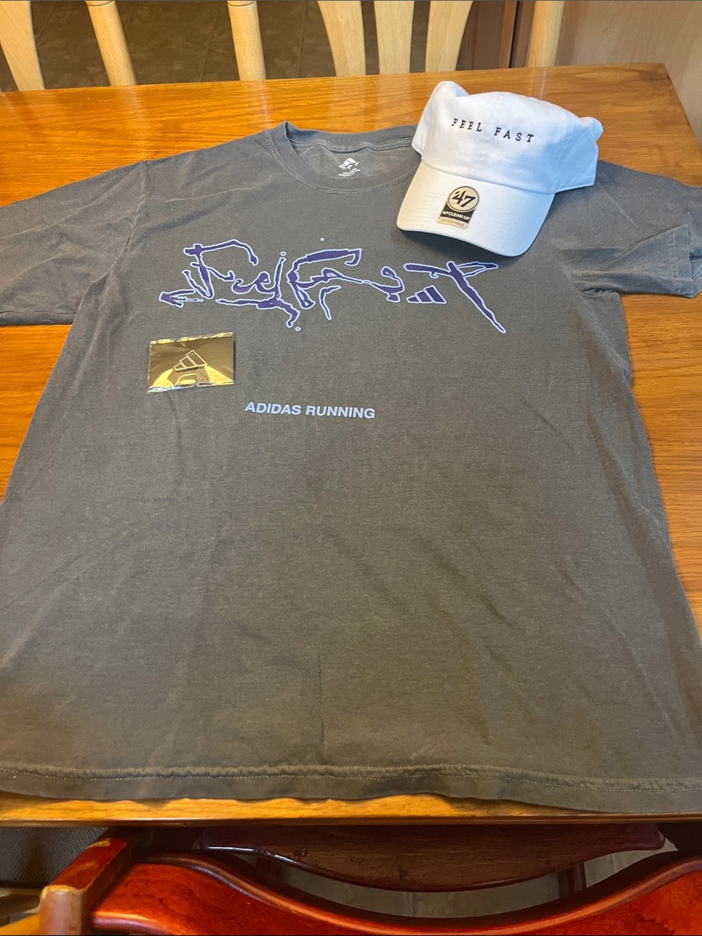 adidas lot including Black Short Sleeve Running Tee with  hat and pin